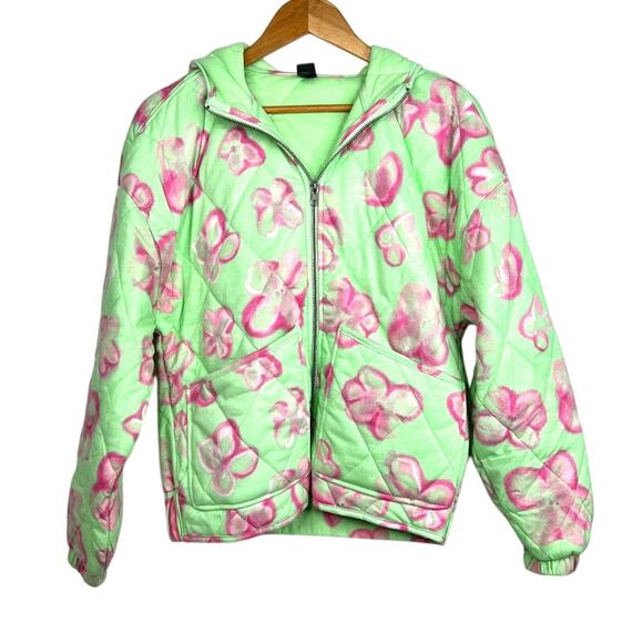 wild fable Jackets & Blazers - NWT Wild Fable Floral  Quilted Hooded Puffer Jacket XS